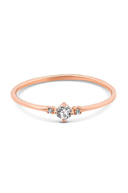 Anillo mínimo de piedras preciosas de oro macizo