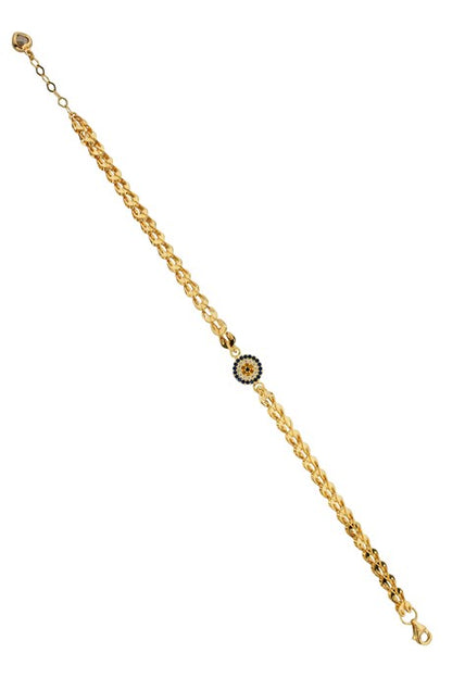 Solid Gold Gemstone Evil Eye Bracelet | 14K (585) | 4.38 gr