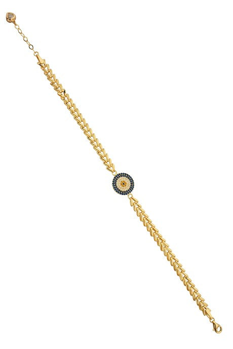 Solid Gold Gemstone Evil Eye Bracelet | 14K (585) | 5.34 gr