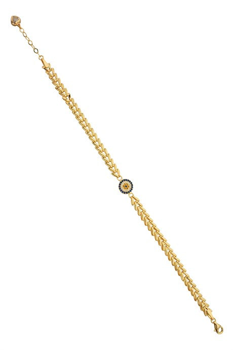 Pulsera de oro macizo con piedras preciosas y mal de ojo | 14K (585) | 4,92 gramos