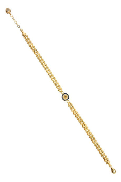 Pulsera de oro macizo con piedras preciosas y mal de ojo | 14K (585) | 4,92 gramos