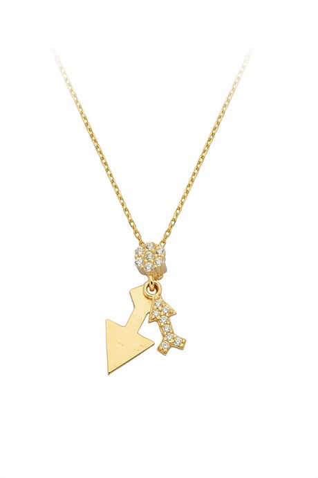 Solid Gold Gemstone Arrow Necklace | 14K (585) | 1.62 gr