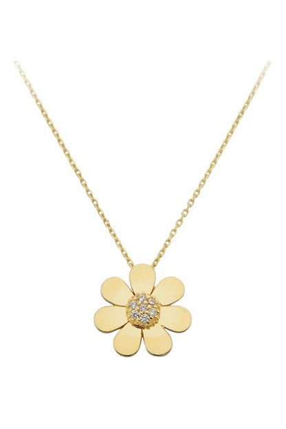 Solid Gold Gemstone Daisy Necklace | 14K (585) | 2.00 gr