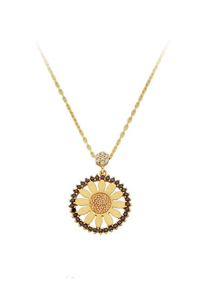 Solid Gold Gemstone Daisy Necklace | 14K (585) | 2.76 gr