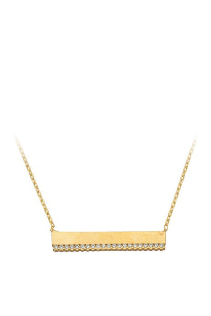 Collier plaque de pierres précieuses en or massif | 14K (585) | 1,95 g