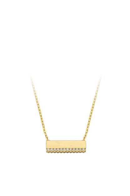 Solid Gold Gemstone Plate Necklace | 14K (585) | 1.75 gr