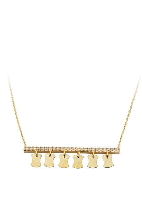 Solid Gold Gemstone Sequin Necklace | 14K (585) | 2.65 gr