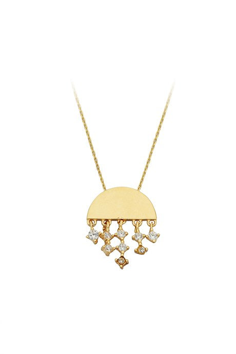 Collier pendentif en or massif avec pierres précieuses | 14K (585) | 2,34 grammes