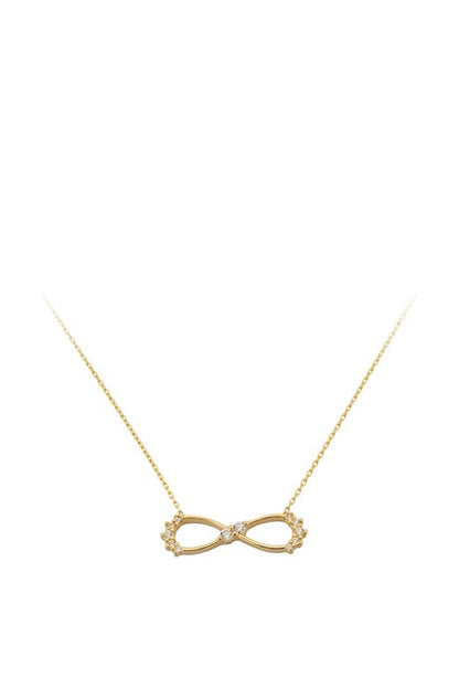 Solid Gold Gemstone Infinity Necklace | 14K (585) | 1.93 gr