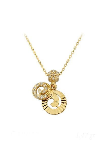 Collar en espiral de oro macizo con piedras preciosas | 14K (585) | 1,47 gramos