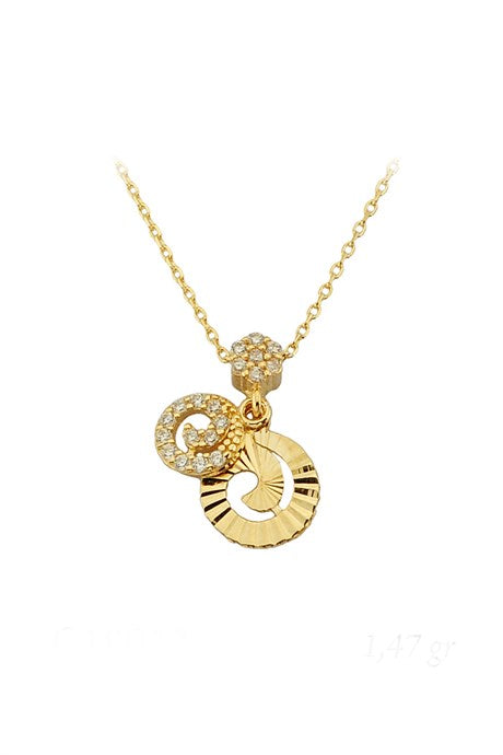 Solid Gold Gemstone Spiral Necklace | 14K (585) | 1.47 gr