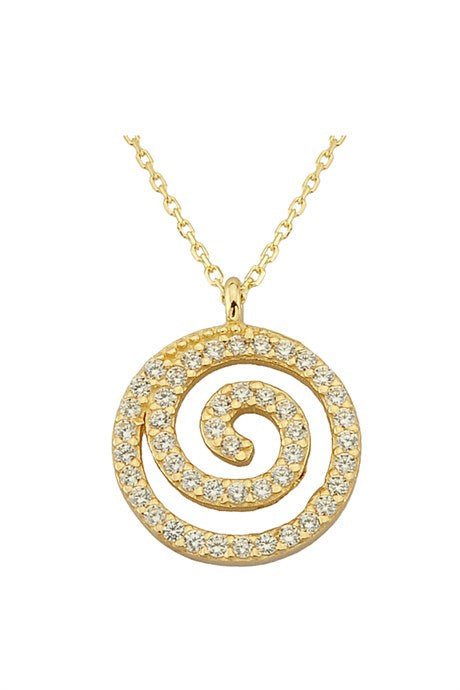 Solid Gold Gemstone Spiral Necklace | 14K (585) | 1.85 gr