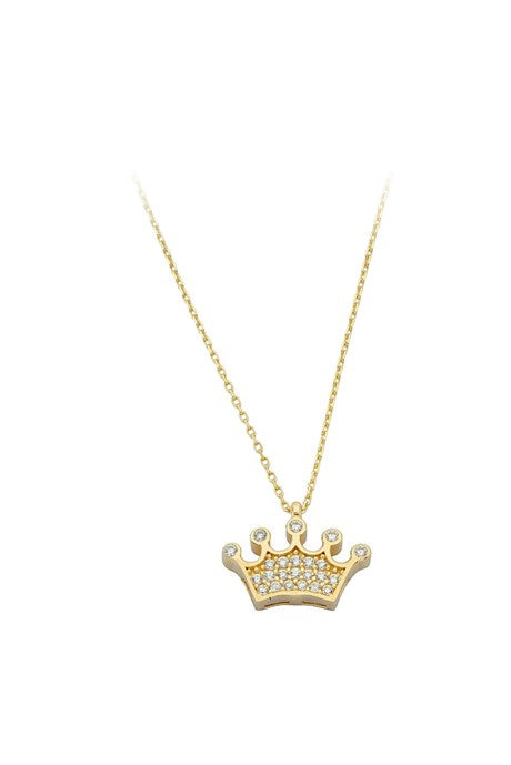 Solid Gold Gemstone Crown Necklace | 14K (585) | 2.14 gr