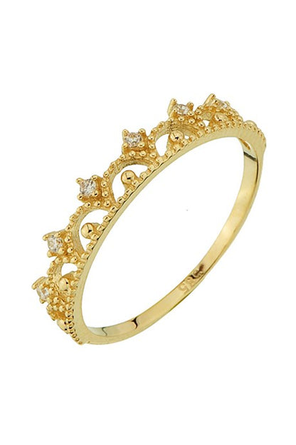 Solid Gold Gemstone Crown Ring | 14K (585) | 1.27 gr