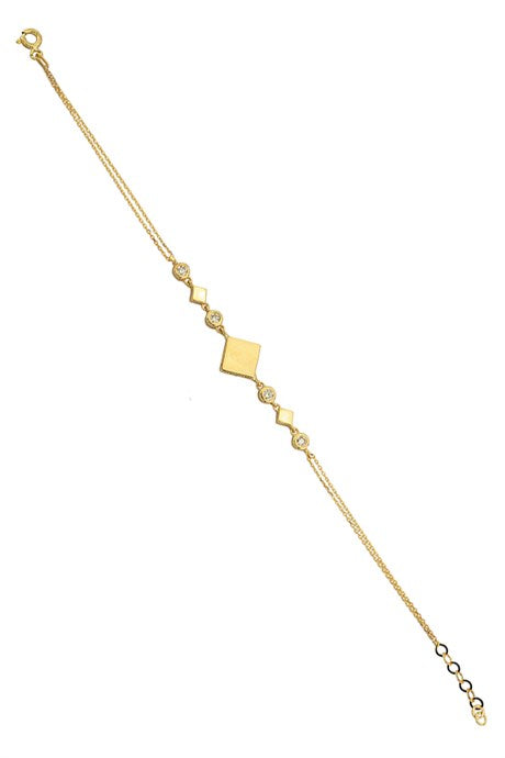 Pulsera de oro macizo con diseño de piedras preciosas | 14K (585) | 2,74 gramos