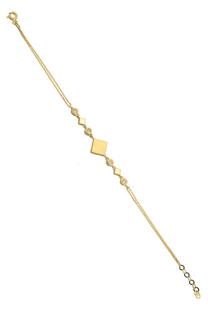 Pulsera de oro macizo con diseño de piedras preciosas | 14K (585) | 2,74 gramos