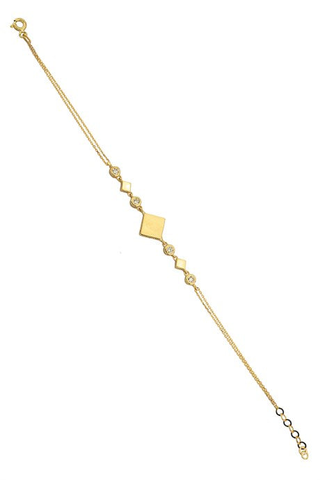 Solid Gold Gemstone Design Bracelet | 14K (585) | 2.74 gr