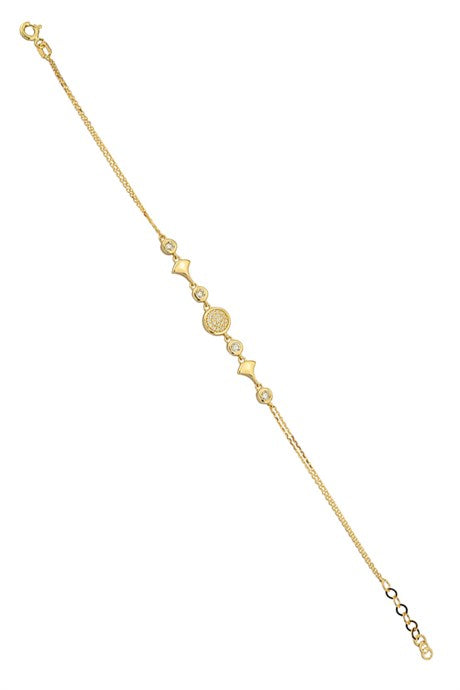 Solid Gold Gemstone Design Bracelet | 14K (585) | 2.54 gr