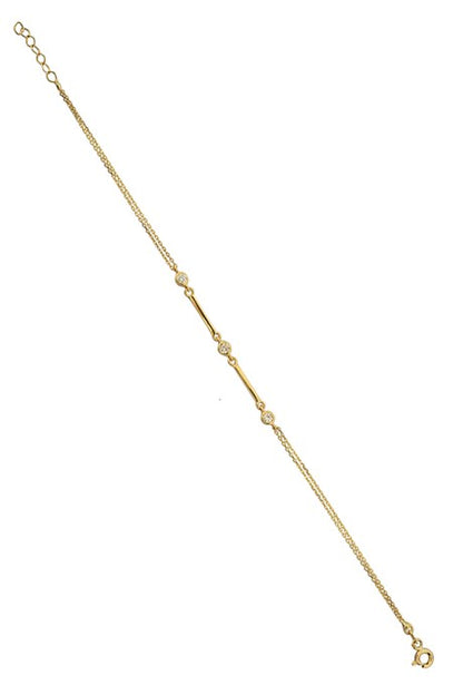 Bracelet de conception de pierres précieuses en or massif | 14K (585) | 1,83 g