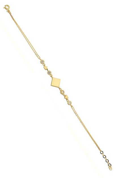 Solid Gold Gemstone Design Bracelet | 14K (585) | 2.61 gr