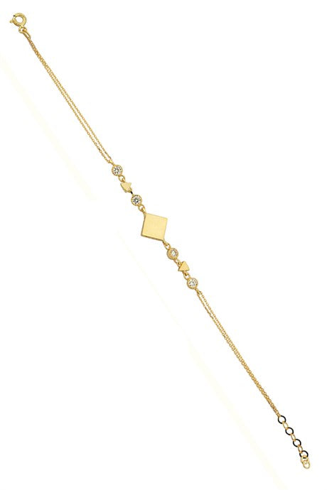 Solid Gold Gemstone Design Bracelet | 14K (585) | 2.61 gr
