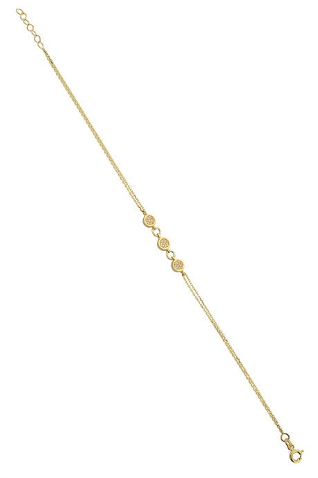 Pulsera de oro macizo con diseño de piedras preciosas | 14K (585) | 1,79 gramos