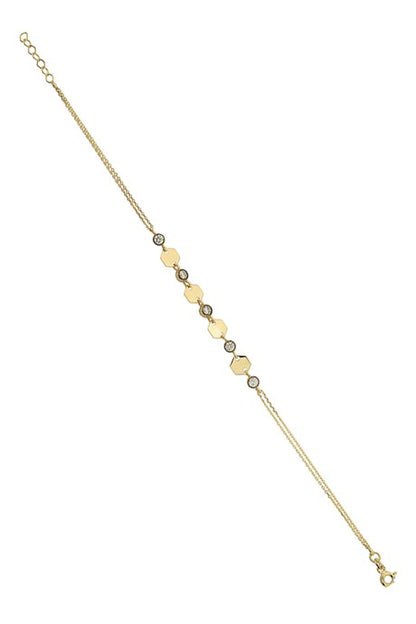 Solid Gold Gemstone Design Bracelet | 14K (585) | 2.49 gr