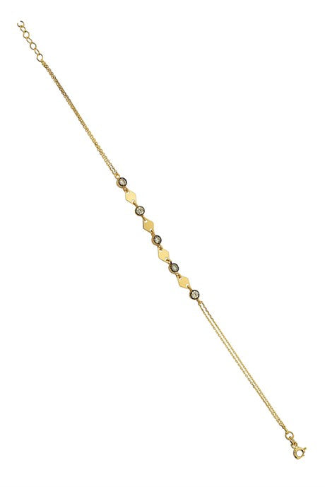 Solid Gold Gemstone Design Bracelet | 14K (585) | 2.30 gr