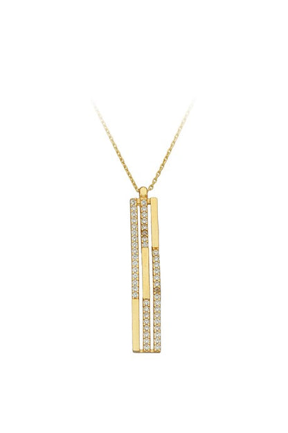 Solid Gold Gemstone Design Necklace | 14K (585) | 2.36 gr