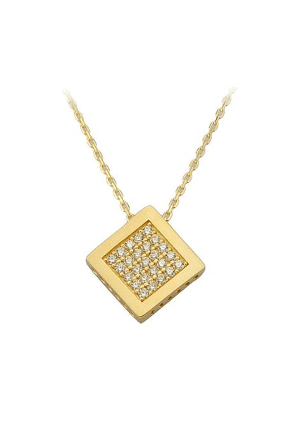 Solid Gold Gemstone Design Necklace | 14K (585) | 1.89 gr