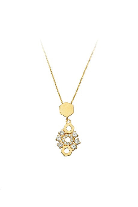 Solid Gold Gemstone Design Necklace | 14K (585) | 2.14 gr