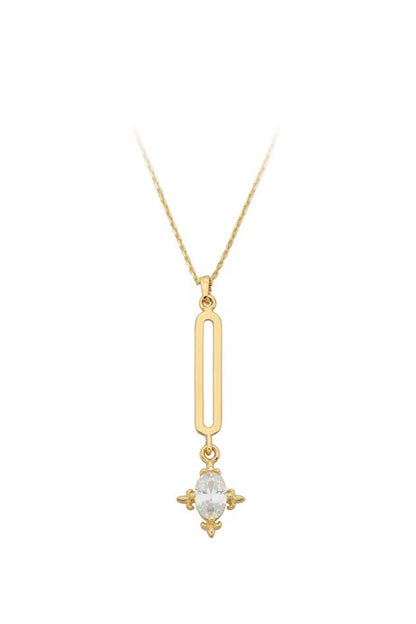 Solid Gold Gemstone Design Necklace | 14K (585) | 2.87 gr