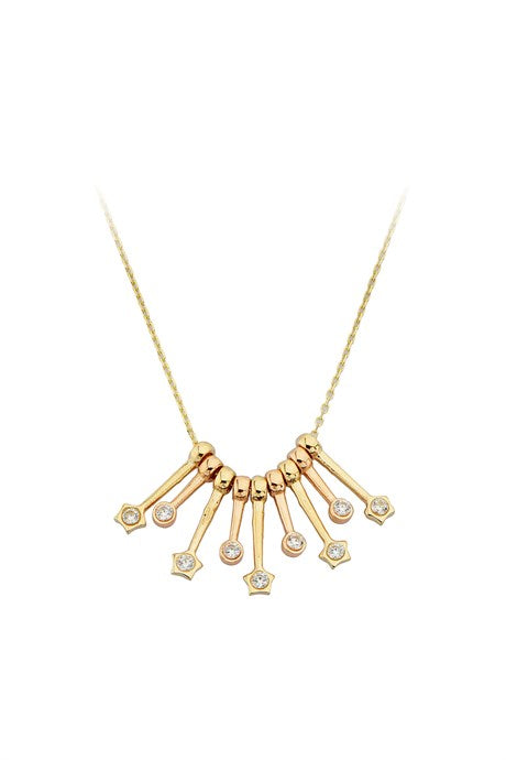 Solid Gold Gemstone Design Necklace | 14K (585) | 3.31 gr