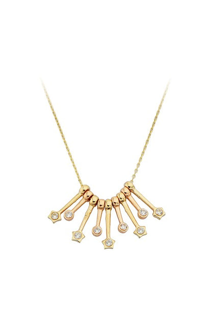 Solid Gold Gemstone Design Necklace | 14K (585) | 3.31 gr