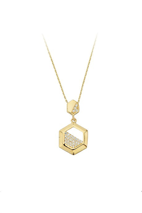 Solid Gold Gemstone Design Necklace | 14K (585) | 2.18 gr