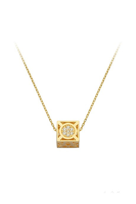 Collier de conception de pierres précieuses en or massif | 14K (585) | 1,95 g