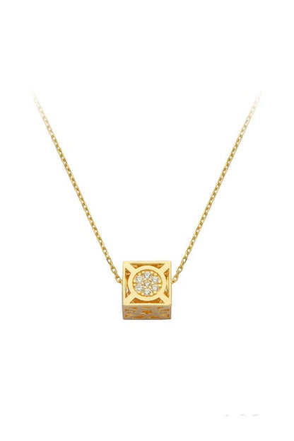 Collier de conception de pierres précieuses en or massif | 14K (585) | 1,95 g