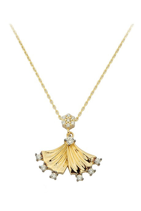 Solid Gold Gemstone Design Necklace | 14K (585) | 2.25 gr