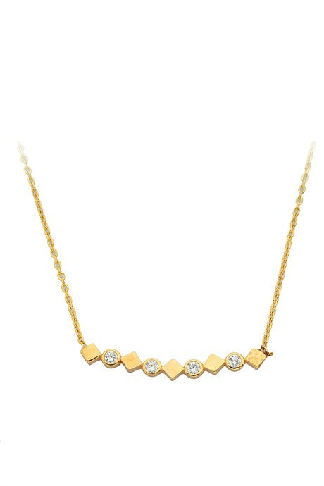 Solid Gold Gemstone Design Necklace | 14K (585) | 2.10 gr