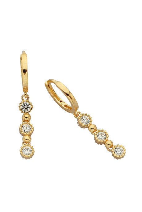 Solid Gold Gemstone Design Earring | 14K (585) | 2.48 gr