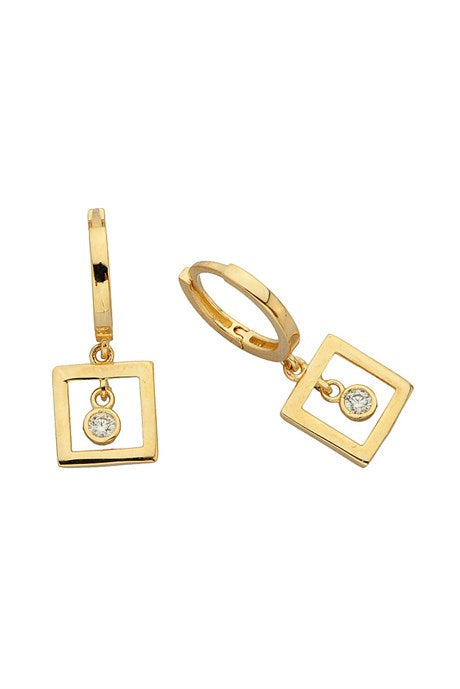 Solid Gold Gemstone Design Earring | 14K (585) | 2.51 gr