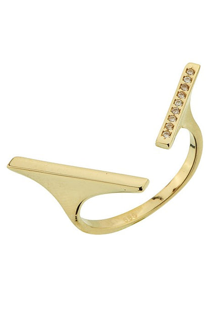 Solid Gold Gemstone Design Ring | 14K (585) | 3.86 gr | Adjustable Ring