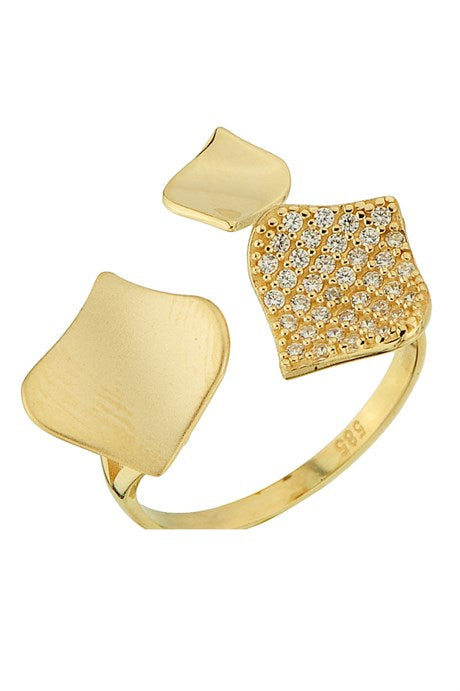 Solid Gold Gemstone Design Ring | 14K (585) | 3,09 gr | Adjustable Ring