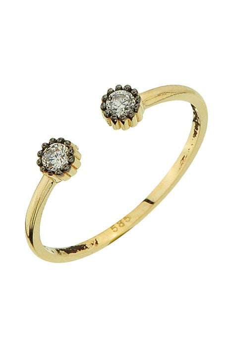 Solid Gold Gemstone Design Ring | 14K (585) | 1.04 gr | Adjustable Ring