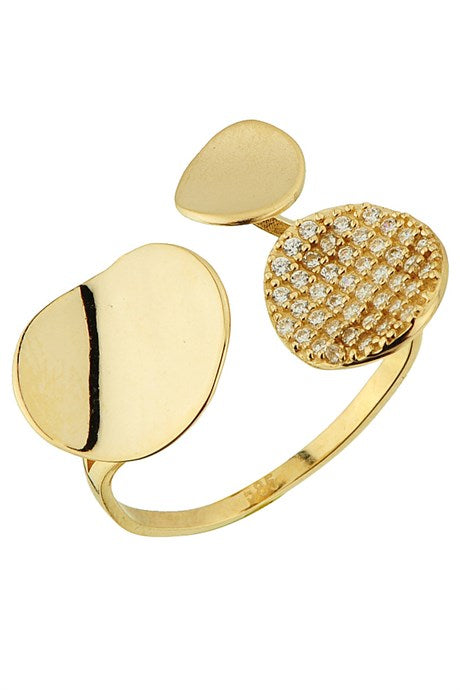 Solid Gold Gemstone Design Ring | 14K (585) | 3.10 gr | Adjustable Ring