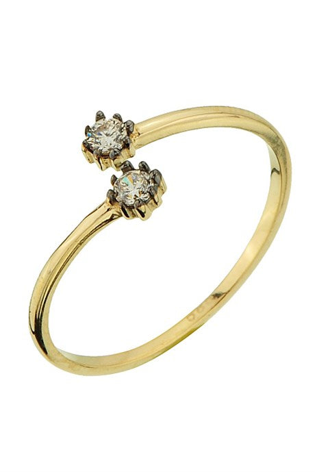 Solid Gold Gemstone Design Ring | 14K (585) | 1.01 gr | Adjustable Ring