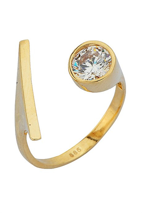 Solid Gold Gemstone Design Ring | 14K (585) | 2.58 gr | Adjustable Ring