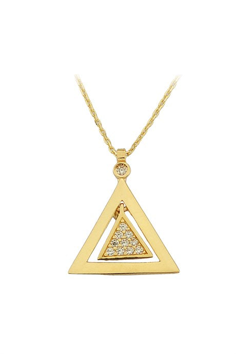 Solid Gold Gemstone Triangle Necklace | 14K (585) | 1.75 gr