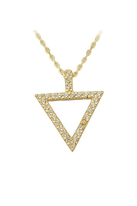 Collier triangle de pierres précieuses en or massif | 14K (585) | 1,53 g