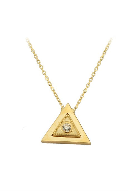 Solid Gold Gemstone Triangle Necklace | 14K (585) | 2.01 gr